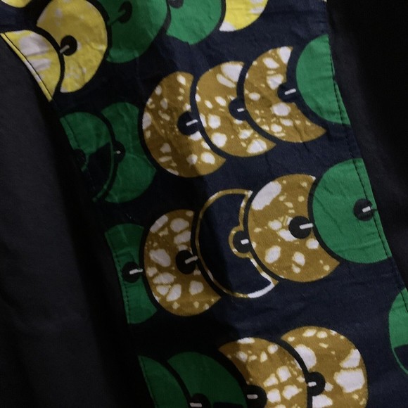 Traditional African Dashiki Men Black Green Size SMALL Short Sleeve Handmade - Picture 3 of 8